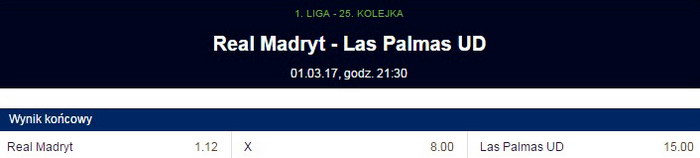 Real Madryt UD Las Palmas pewniak dnia forbet