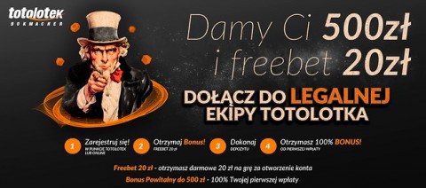 totolotek bonus na start freebet