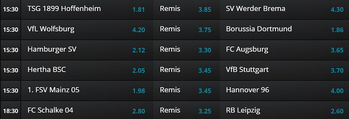 Sobotnie mecze Bundesligi LV BET