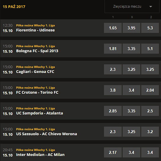 Zaklady bukmacherskie LV BET Fiorentina typem dnia