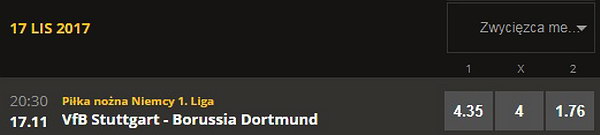 VfB Stuttgart Borussia Dortmund typy dnia forum