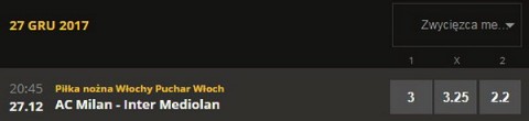 AC Milan Inter Mediolan lvbet typy bukmacherskie