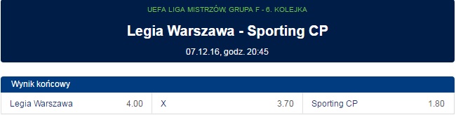 Legia Warszawa Sporting CP forBet