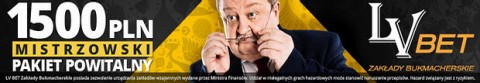 LV BET Mistrzowski Pakiet Powitalny 1500 PLN baner