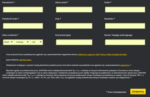 Zakłady Bukmacherskie Fortuna Rejestracja